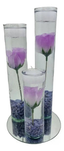 Kit 7 Centros de Mesa 4x35cm | Flores, Piedras y Velas para Bodas y Eventos