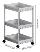 Estante Organizador Móvil 3 Niveles con Ruedas y Ganchos 63x39x27cm
