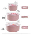 Set 3 Tuppers Paja 300/500/900ml | Bento Redondo Apto Microondas