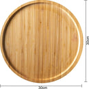 Bandeja Redonda De Bambu 30cm Para Churrasco Y Decoración