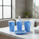 Set Organizador Baño Smile Celeste | Jabonera + Vaso + Dispensador