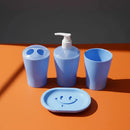 Set Organizador Baño Smile Celeste | Jabonera + Vaso + Dispensador