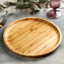Bandeja Redonda De Bambu 30cm Para Churrasco Y Decoración