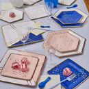 Platos de Papel Hexagonales Silver Spoons 10" Azul x18 — Desechables
