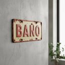 Cartel Chapa Baño Toilet Vintage Apto Exterior 30x15cm