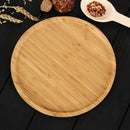 Bandeja Redonda De Bambu 30cm Para Churrasco Y Decoración