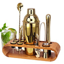 Kit de Barman Profesional 12 Piezas con Soporte de Bambú y Coctelera
