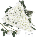 Rosas Artificiales Seda con Diamantes | 12 a 200uds para Bodas o San Valentín