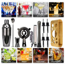 Kit de Barman Profesional 12 Piezas con Soporte de Bambú y Coctelera
