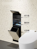 Tacho de Baño Empotrado en Pared Acero Inoxidable con Portapañuelos 2 en 1