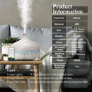 Difusor Humidificador Ultrasónico 500ml con Luces LED y Control Remoto