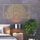 Escultura de Pared Mandala Loto Dorado en Metal Set x3 Decoración