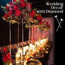 Rosas Artificiales Seda con Diamantes | 12 a 200uds para Bodas o San Valentín
