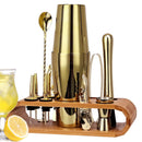 Kit de Barman Profesional 12 Piezas con Soporte de Bambú y Coctelera